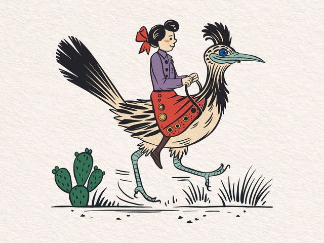 Cowgirl Roadrunner PNG Funny Western Bird Rodeo Cowgirl Riding Desert Animal Texas Humor Shirt Design SVG DesignDestine 