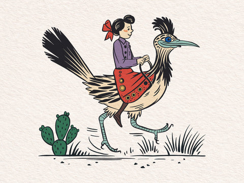 Cowgirl Roadrunner PNG Funny Western Bird Rodeo Cowgirl Riding Desert Animal Texas Humor Shirt Design SVG DesignDestine 