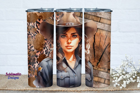 Cowgirl Sheriff Tumbler Wrap | Country Western Tumbler Design Digital Download Sublimation Sublimatiz Designs 