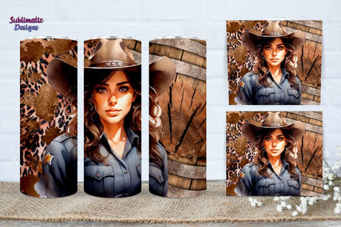 Cowgirl Sheriff Tumbler Wrap | Country Western Tumbler Design Digital Download Sublimation Sublimatiz Designs 