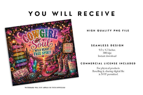 Cowgirl Soul Wild Heart Tumbler Wrap Sublimation BijouBay 