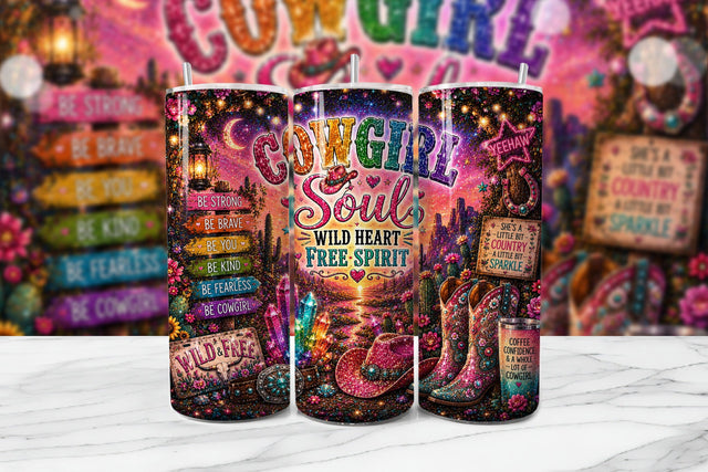 Cowgirl Soul Wild Heart Tumbler Wrap Sublimation BijouBay 