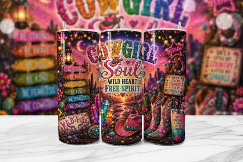 Cowgirl Soul Wild Heart Tumbler Wrap Sublimation BijouBay 
