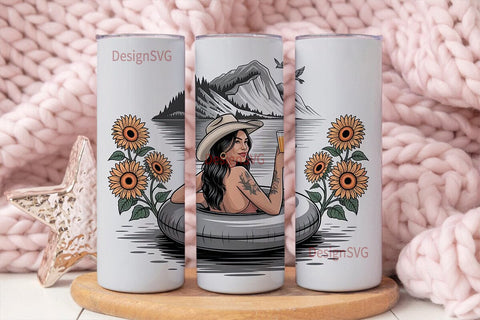 Cowgirl Summer 20oz Tumbler Wrap Sublimation DesignSVG 