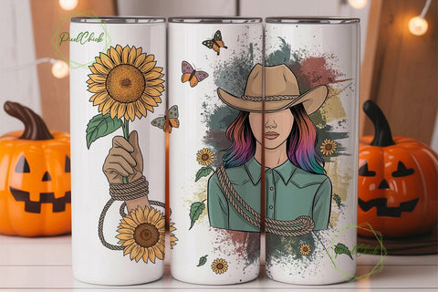 Cowgirl Sunflowers 20oz Tumbler Wrap Sublimation PixelChick 
