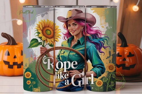Cowgirl Sunflowers 20oz Tumbler Wrap Sublimation PixelChick 