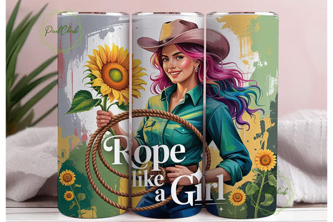 Cowgirl Sunflowers 20oz Tumbler Wrap Sublimation PixelChick 