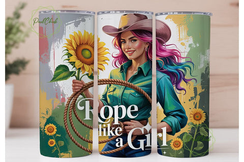 Cowgirl Sunflowers 20oz Tumbler Wrap Sublimation PixelChick 