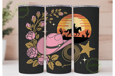 Cowgirl Sunset 20oz Tumbler Wrap Sublimation PixelChick 