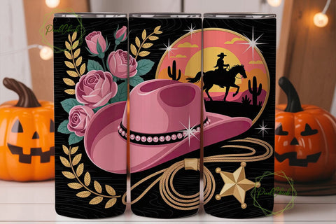 Cowgirl Sunset 20oz Tumbler Wrap Sublimation PixelChick 