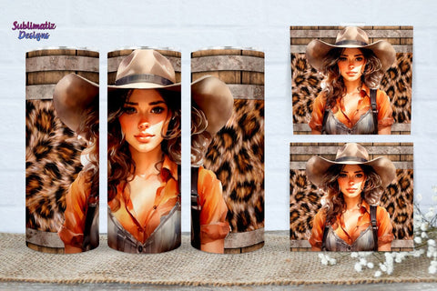 Cowgirl Tumbler Wrap | 20 Oz Skinny Sublimation Tumbler PNG | Country Western Tumbler Design Digital Download Sublimation Sublimatiz Designs 