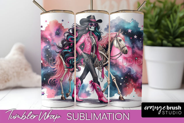 Cowgirl Tumbler Wrap PNG - Skeleton Tumbler Sublimation Sublimation OrangeBrushStudio 