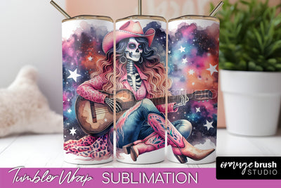 Cowgirl Tumbler Wrap PNG - Skeleton Tumbler Sublimation Sublimation OrangeBrushStudio 