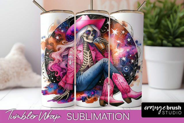 Cowgirl Tumbler Wrap PNG - Skeleton Tumbler Sublimation Sublimation OrangeBrushStudio 
