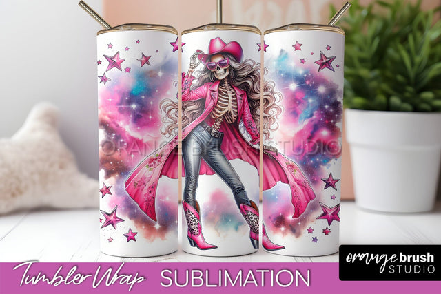 Cowgirl Tumbler Wrap PNG - Skeleton Tumbler Sublimation Sublimation OrangeBrushStudio 