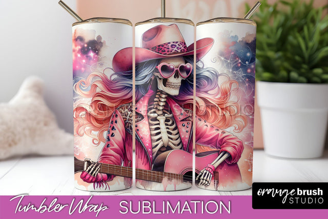 Cowgirl Tumbler Wrap PNG - Skeleton Tumbler Sublimation Sublimation OrangeBrushStudio 