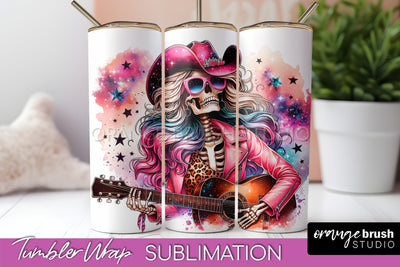 Cowgirl Tumbler Wrap PNG - Skeleton Tumbler Sublimation Sublimation OrangeBrushStudio 