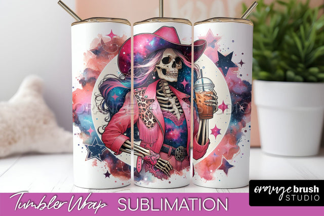 Cowgirl Tumbler Wrap PNG - Skeleton Tumbler Sublimation Sublimation OrangeBrushStudio 