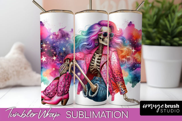 Cowgirl Tumbler Wrap PNG - Skeleton Tumbler Sublimation Sublimation OrangeBrushStudio 
