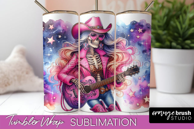 Cowgirl Tumbler Wrap PNG - Skeleton Tumbler Sublimation Sublimation OrangeBrushStudio 