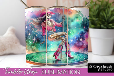 Cowgirl Tumbler Wrap PNG - Skeleton Tumbler Sublimation Sublimation OrangeBrushStudio 
