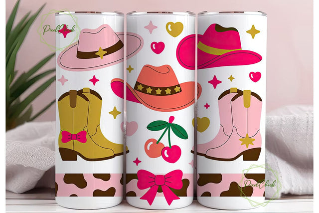 Cowgirl Tumbler Wrap PNG Sublimation PixelChick 