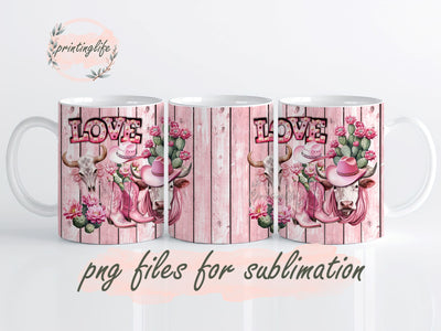 Cowgirl Valentine Mug Wrap Design, Instant Digital Design Download Mug Wrap Design, Mug Design PNG Sublimation PrintingLife 