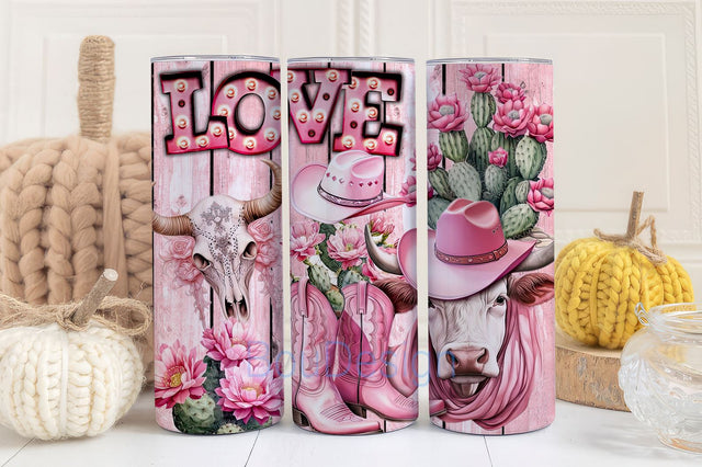 Cowgirl Valentine Tumbler Wrap, Western Valentine's Day 20 Oz Sublimation Tumbler PNG Design, Country Boots Love Tumbler Design Digital File Sublimation BouDesign 