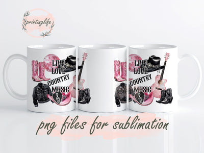 Cowgirl Valentine's Day 20 Oz Sublimation PNG Design, Live Love Rustic Cowgirl Guitar Mug Wrap Design, Instant Digital Design Download Mug Wrap Design, Mug Design PNG Sublimation PrintingLife 