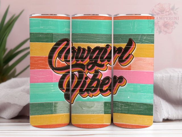 Cowgirl Vibes 20oz Tumbler Wrap PNG, Bright Rainbow Wood Tumber Png, Straight & Tapered Tumbler Wrap, Instant Digital Download Sublimation Li Zamperini 