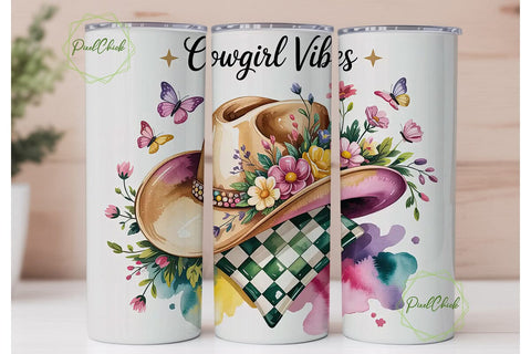 Cowgirl Vibes 20oz Tumbler Wrap Sublimation PixelChick 