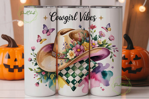 Cowgirl Vibes 20oz Tumbler Wrap Sublimation PixelChick 