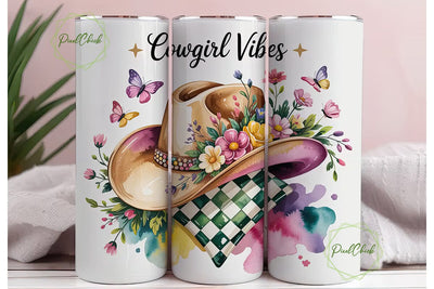 Cowgirl Vibes 20oz Tumbler Wrap Sublimation PixelChick 