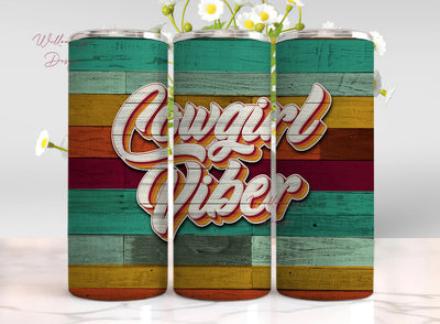 Cowgirl Vibes, Bright Rainbow Wood, Country Chic, Sublimation, 20 oz Skinny Tumbler, Instant Digital Download Sublimation WillowSageDesign 