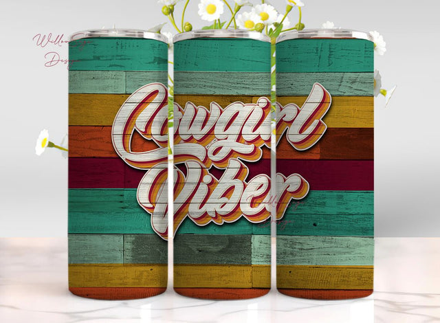Cowgirl Vibes, Bright Rainbow Wood, Country Chic, Sublimation, 20 oz Skinny Tumbler, Instant Digital Download Sublimation WillowSageDesign 