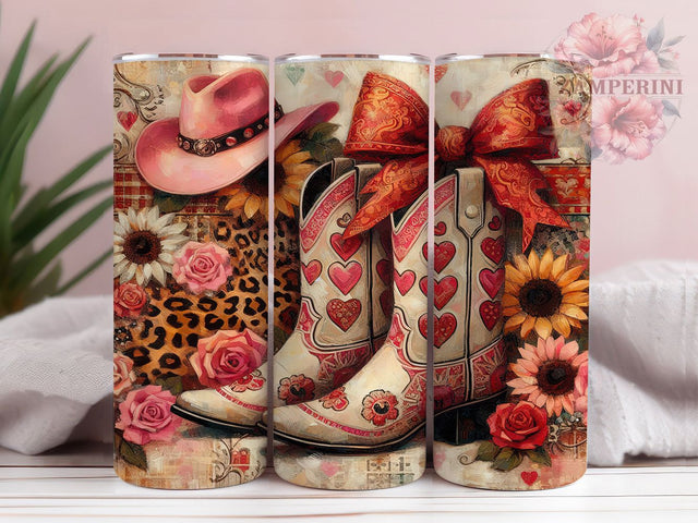 Cowgirl Western Valentine Rodeo Tumbler Wrap, Western Valentine Tumbler, 20oz Cowgirl Boots Wrap, Country Love Tumbler, Valentine’s Day Tumbler Design, Western Sublimation Wrap Sublimation Li Zamperini 