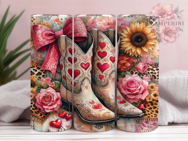 Cowgirl Western Valentine Rodeo Tumbler Wrap, Western Valentine Tumbler, 20oz Cowgirl Boots Wrap, Country Love Tumbler, Valentine’s Day Tumbler Design, Western Sublimation Wrap Sublimation Li Zamperini 
