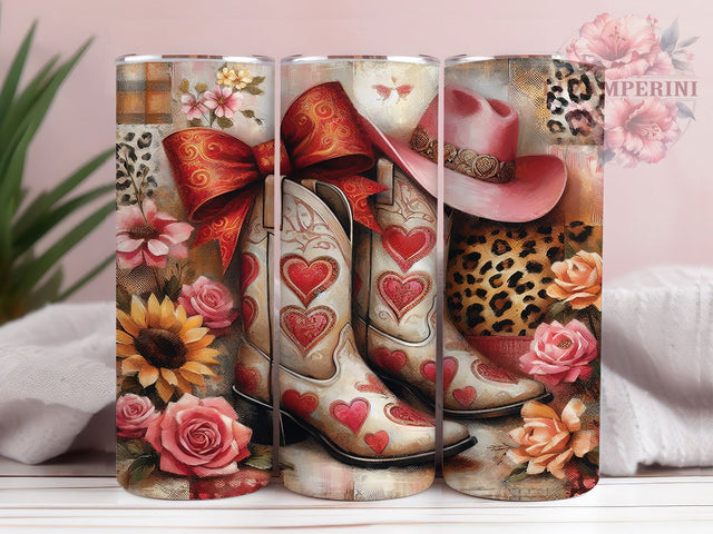 Cowgirl Western Valentine Rodeo Tumbler Wrap, Western Valentine Tumbler, 20oz Cowgirl Boots Wrap, Country Love Tumbler, Valentine’s Day Tumbler Design, Western Sublimation Wrap Sublimation Li Zamperini 