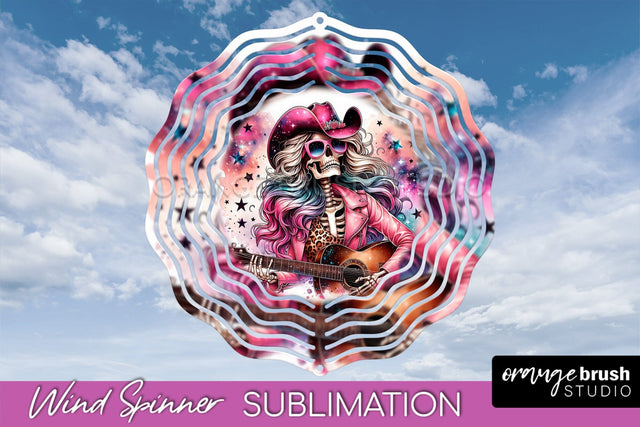 Cowgirl Wind Spinner - Halloween Skeleton Wind Spinner PNG Sublimation OrangeBrushStudio 