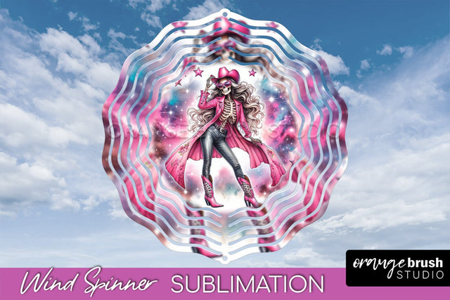 Cowgirl Wind Spinner - Halloween Skeleton Wind Spinner PNG Sublimation OrangeBrushStudio 