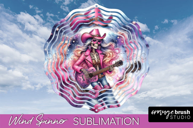 Cowgirl Wind Spinner - Halloween Skeleton Wind Spinner PNG Sublimation OrangeBrushStudio 