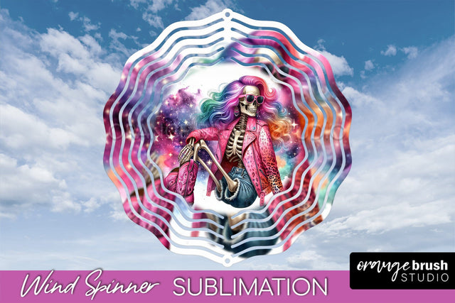 Cowgirl Wind Spinner - Halloween Skeleton Wind Spinner PNG Sublimation OrangeBrushStudio 