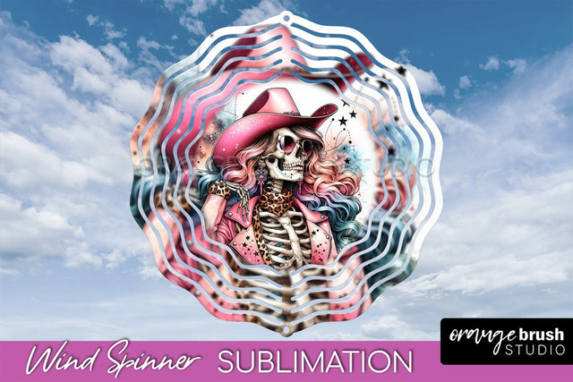 Cowgirl Wind Spinner - Halloween Skeleton Wind Spinner PNG Sublimation OrangeBrushStudio 
