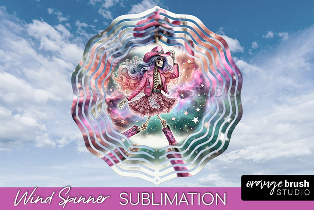 Cowgirl Wind Spinner - Halloween Skeleton Wind Spinner PNG Sublimation OrangeBrushStudio 