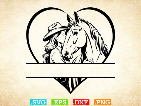 Cowgirl With Heart SVG Bundle, Horse Lover Svg, Cowgirl With Horse Clipart, Western Horse Svg SVG Creativeart88 