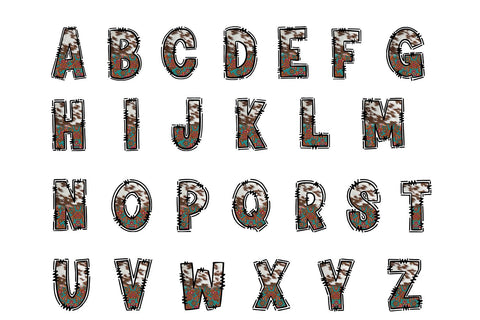 Cowhide and Paisley Doodle Letters Sublimation BijouBay 