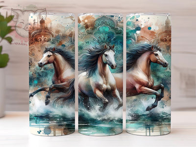 Cowhide Aztec Horse 20 oz Skinny Tumbler Sublimation Design, Straight & Tapered Tumbler Png, Horse Lover Tumbler Png, Digital Download PNG Sublimation Lara' s Designs 