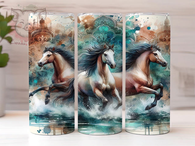Cowhide Aztec Horse 20 oz Skinny Tumbler Sublimation Design, Straight & Tapered Tumbler Png, Horse Lover Tumbler Png, Digital Download PNG Sublimation Lara' s Designs 