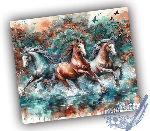 Cowhide Aztec Horse 20oz Skinny Tumbler PNG, Horse Lover Tumbler Sublimation Wrap, Straight & Tapered Tumbler Wrap, Instant Digital Download Sublimation ToriDesigns 