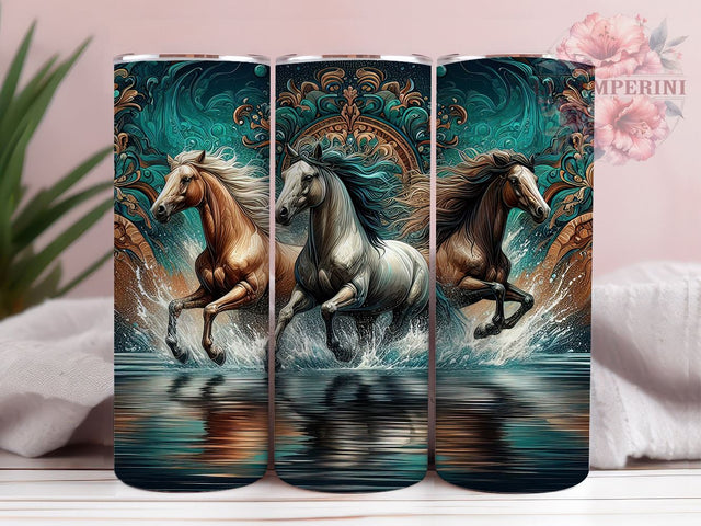 Cowhide Aztec Horse 20oz Tumbler Wrap PNG, Running Horses Tumbler PNG Sublimation Design, Straight & Tapered Tumbler Wrap, Instant Digital Download Sublimation Li Zamperini 